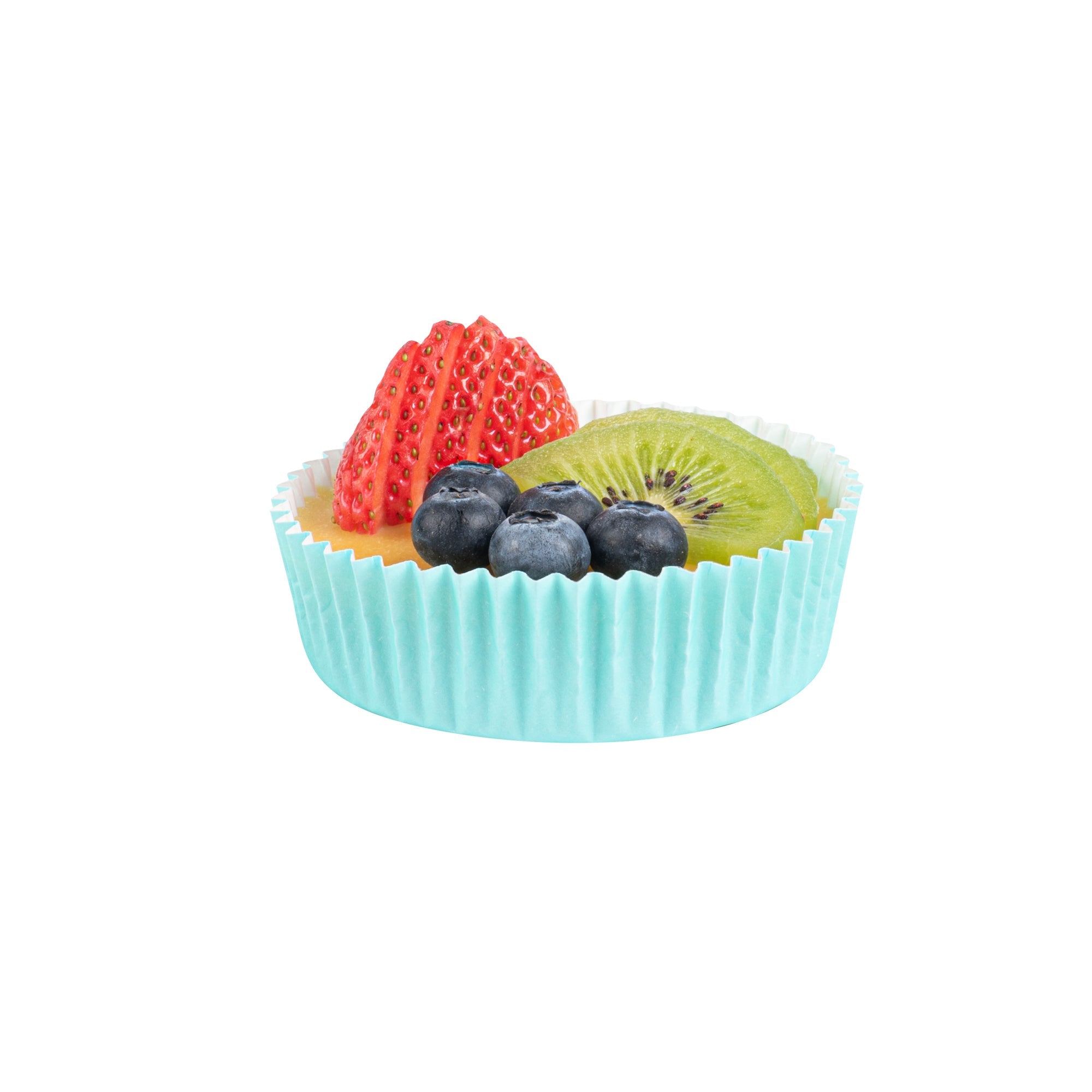 Panificio 4 oz Round Turquoise Paper Baking Cup - Ridged - 3 1/2" x 3 1/2" x 1" - 200 count box
