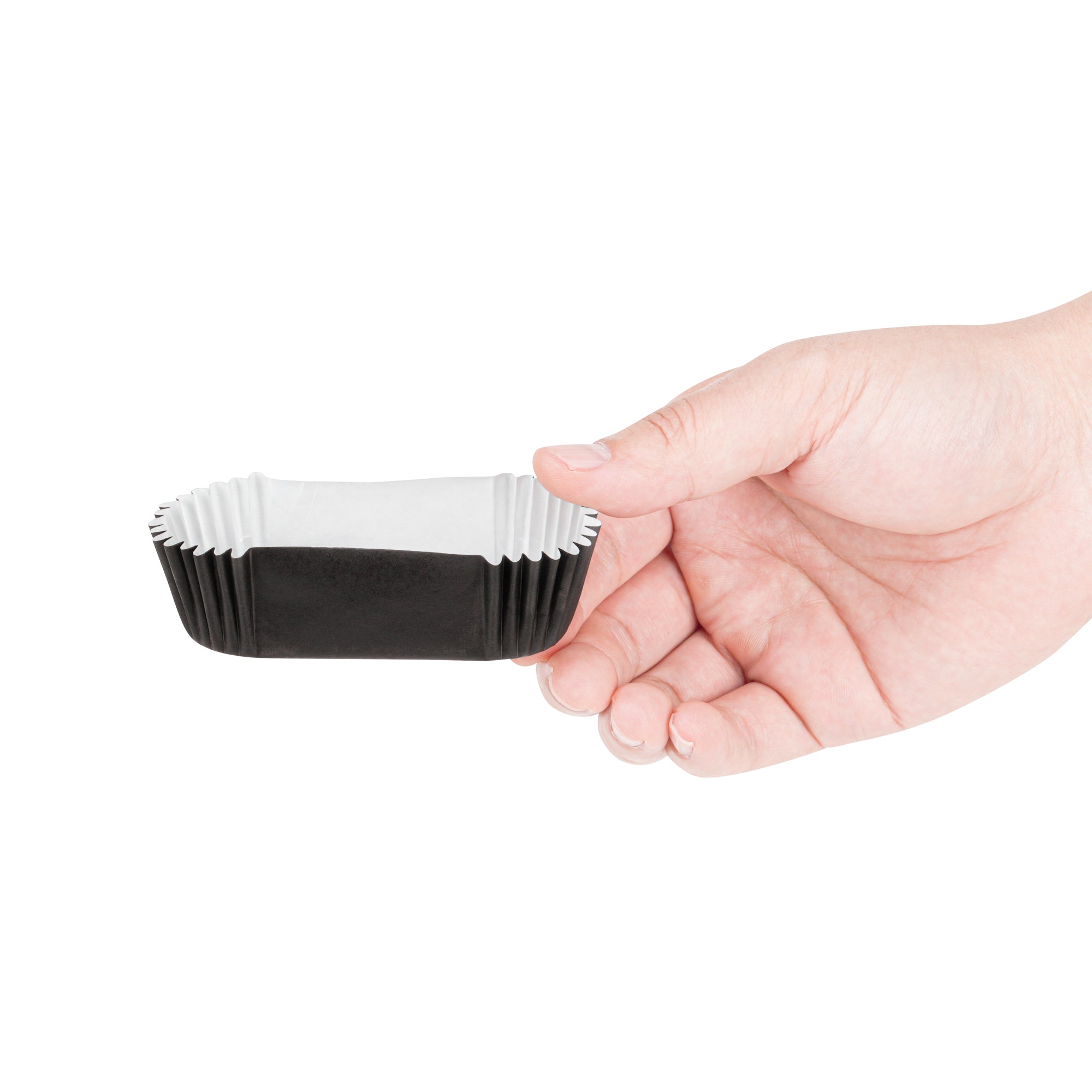 Panificio 1 oz Elliptical Black Paper Regular Baking Cup - Ridged - 3 1/2" x 1 1/2" x 3/4" - 200 count box