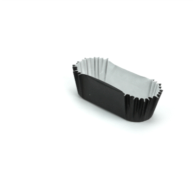 Panificio 1 oz Elliptical Black Paper Regular Baking Cup - Ridged - 3 1/2" x 1 1/2" x 3/4" - 200 count box