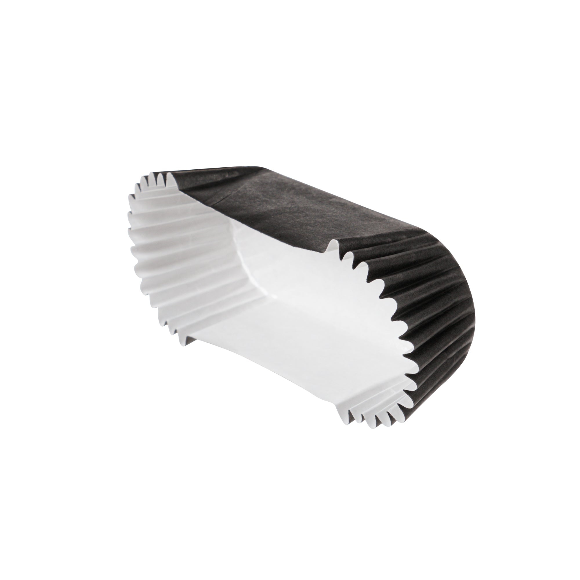 Panificio 1 oz Elliptical Black Paper Regular Baking Cup - Ridged - 3 1/2" x 1 1/2" x 3/4" - 200 count box