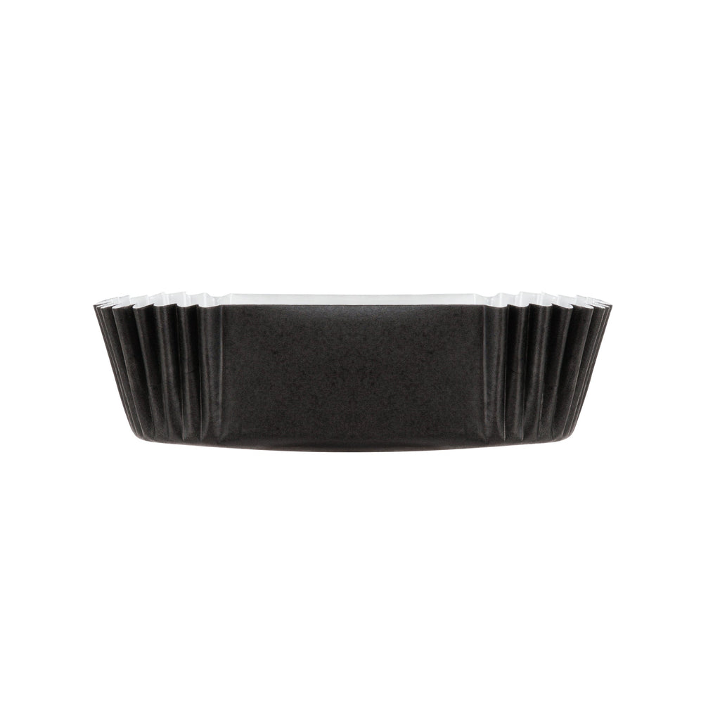 Panificio 1 oz Elliptical Black Paper Regular Baking Cup - Ridged - 3 1/2" x 1 1/2" x 3/4" - 200 count box