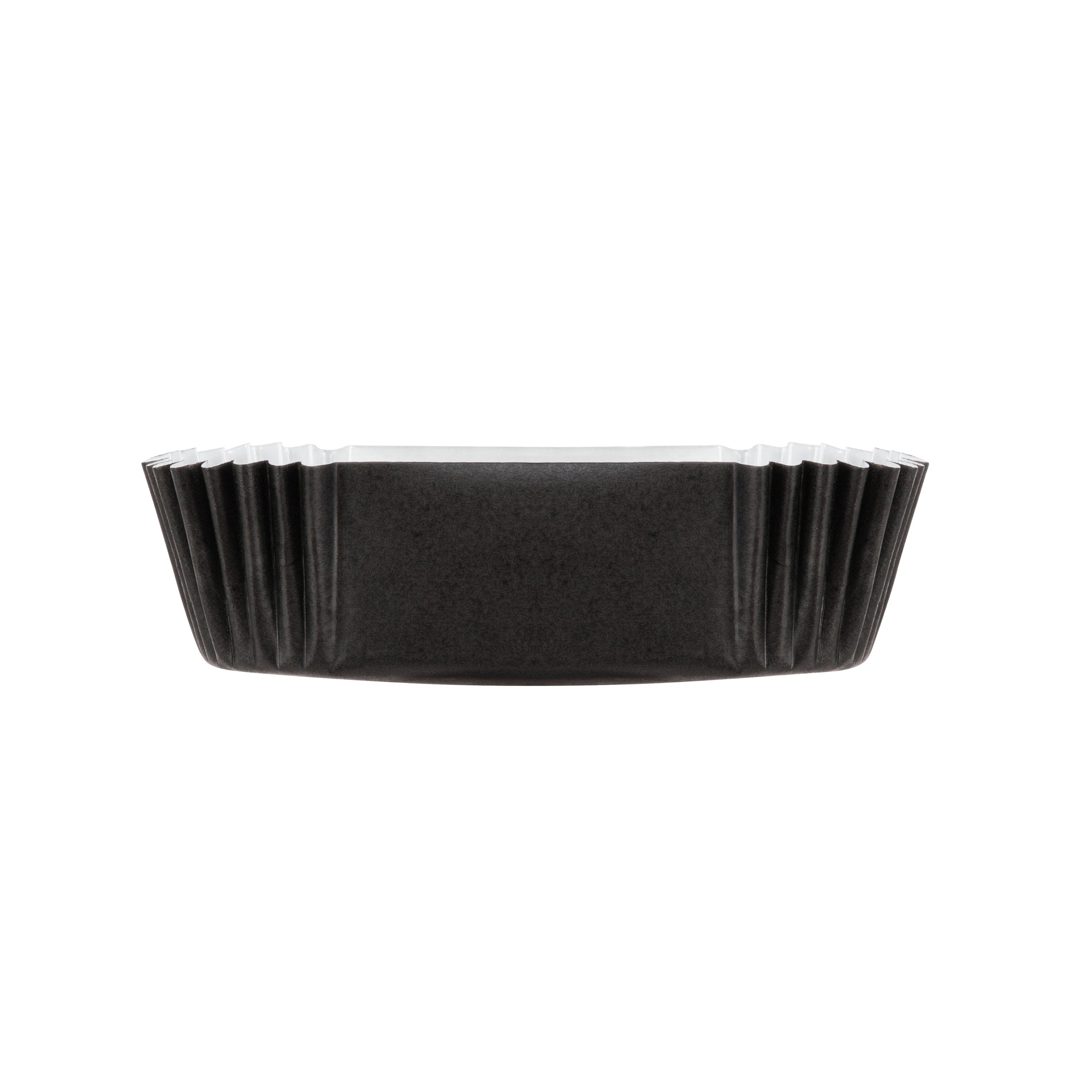Panificio 1 oz Elliptical Black Paper Regular Baking Cup - Ridged - 3 1/2" x 1 1/2" x 3/4" - 200 count box
