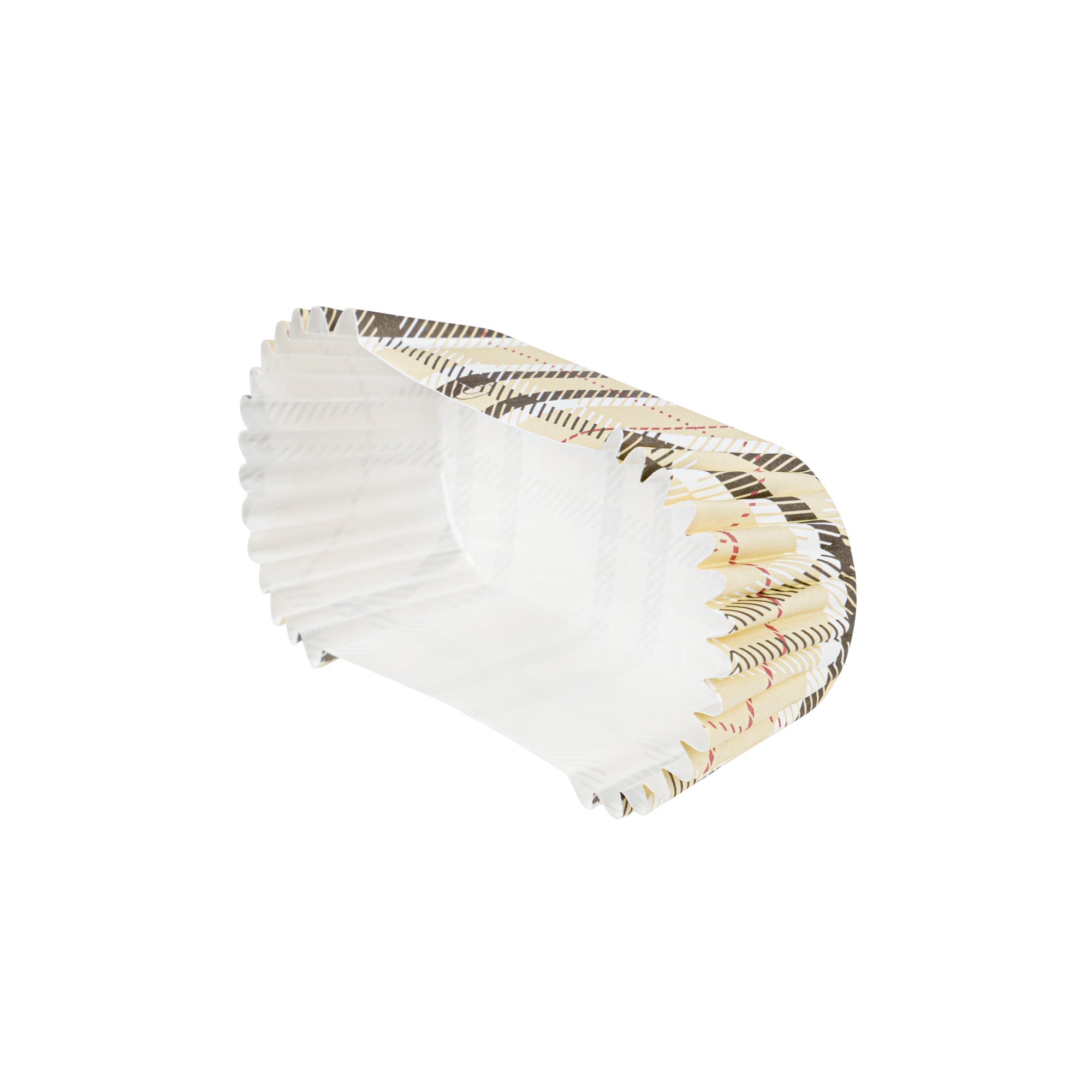 Panificio 1 oz Elliptical Plaid Paper Regular Baking Cup - Ridged - 3 1/2" x 1 1/2" x 3/4" - 200 count box