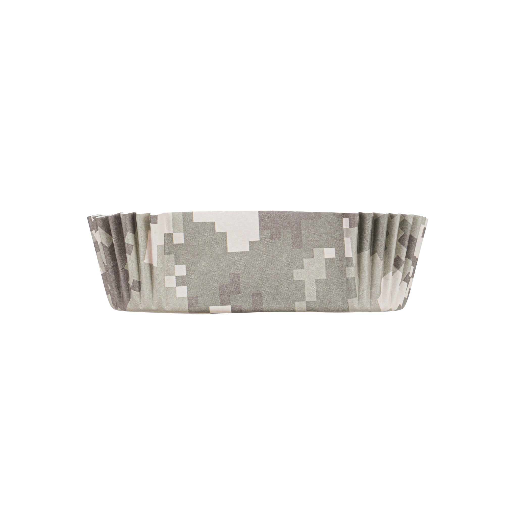 Panificio 1 oz Elliptical Camouflage Paper Regular Baking Cup - Ridged - 3 1/2" x 1 1/2" x 3/4" - 200 count box