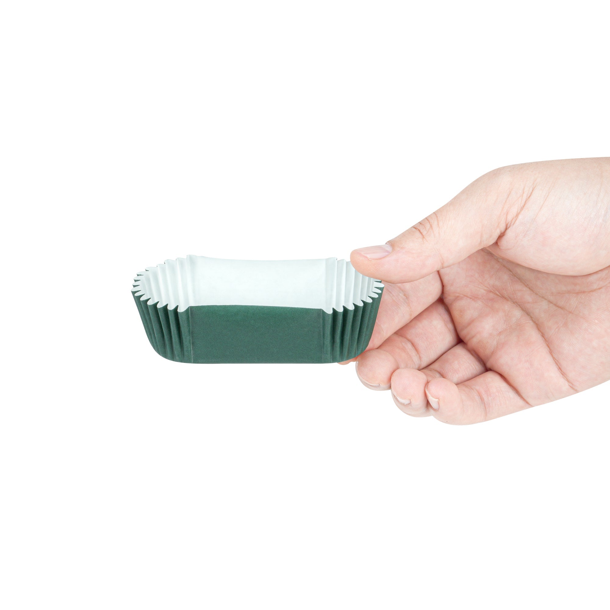 Panificio 1 oz Elliptical Forest Green Paper Regular Baking Cup - Ridged - 3 1/2" x 1 1/2" x 3/4" - 200 count box