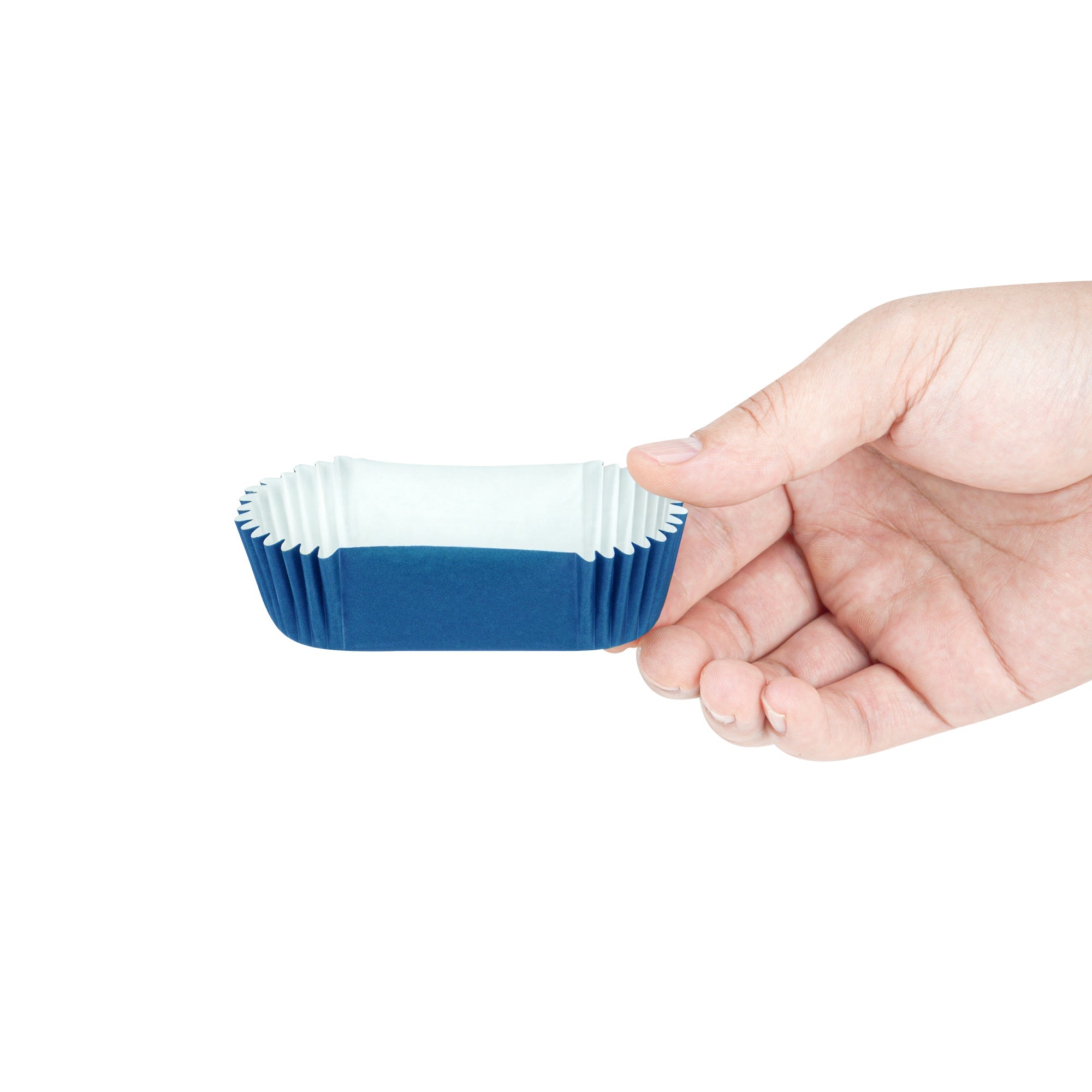 Panificio 1 oz Elliptical Midnight Blue Paper Regular Baking Cup - Ridged - 3 1/2" x 1 1/2" x 3/4" - 200 count box