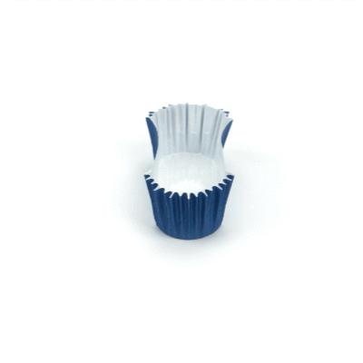 Panificio 1 oz Elliptical Midnight Blue Paper Regular Baking Cup - Ridged - 3 1/2" x 1 1/2" x 3/4" - 200 count box