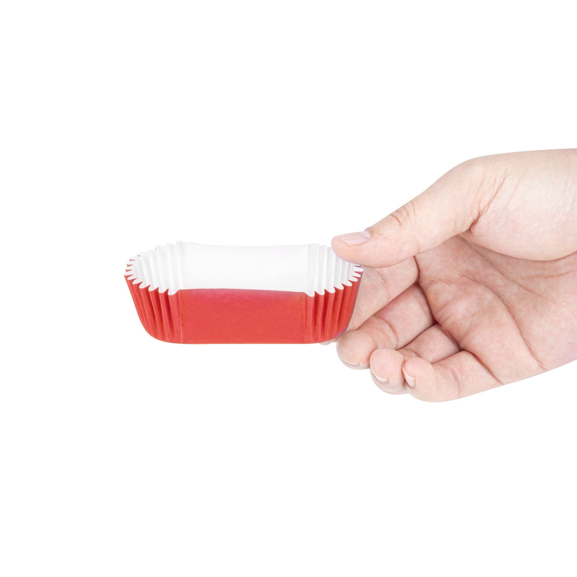 Panificio 1 oz Elliptical Red Paper Regular Baking Cup - Ridged - 3 1/2" x 1 1/2" x 3/4" - 200 count box