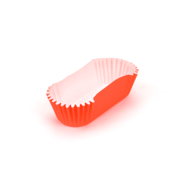Panificio 1 oz Elliptical Red Paper Regular Baking Cup - Ridged - 3 1/2" x 1 1/2" x 3/4" - 200 count box