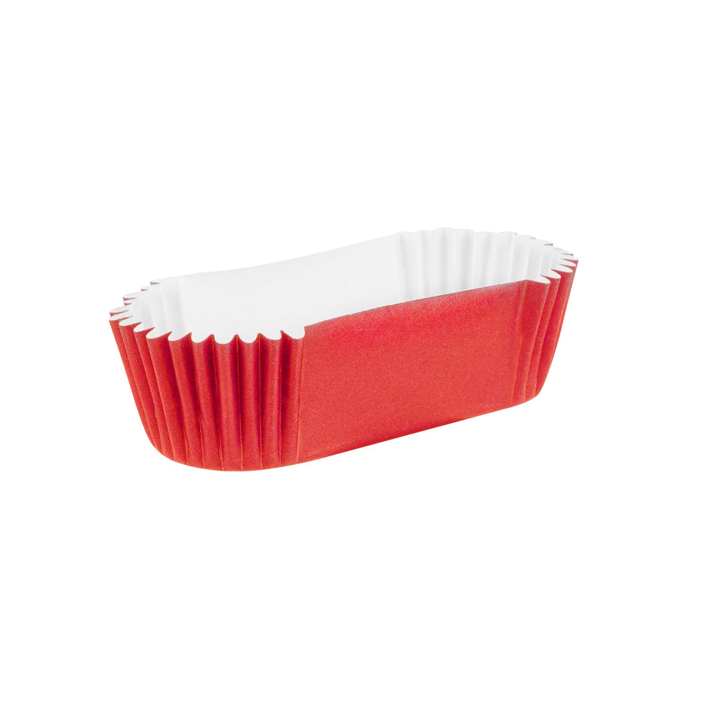 Panificio 1 oz Elliptical Red Paper Regular Baking Cup - Ridged - 3 1/2" x 1 1/2" x 3/4" - 200 count box