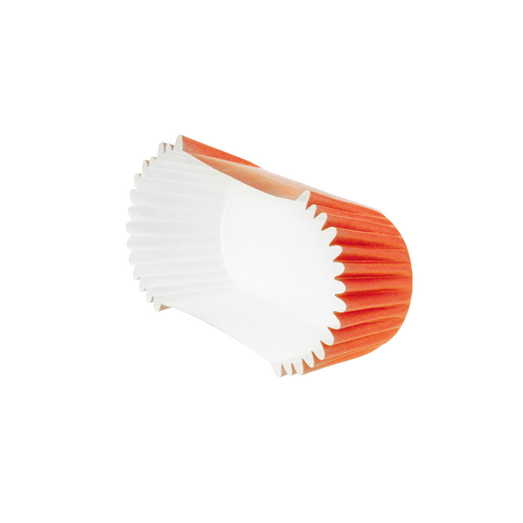 Panificio 1 oz Elliptical Tangerine Orange Paper Regular Baking Cup - Ridged - 3 1/2" x 1 1/2" x 3/4" - 200 count box