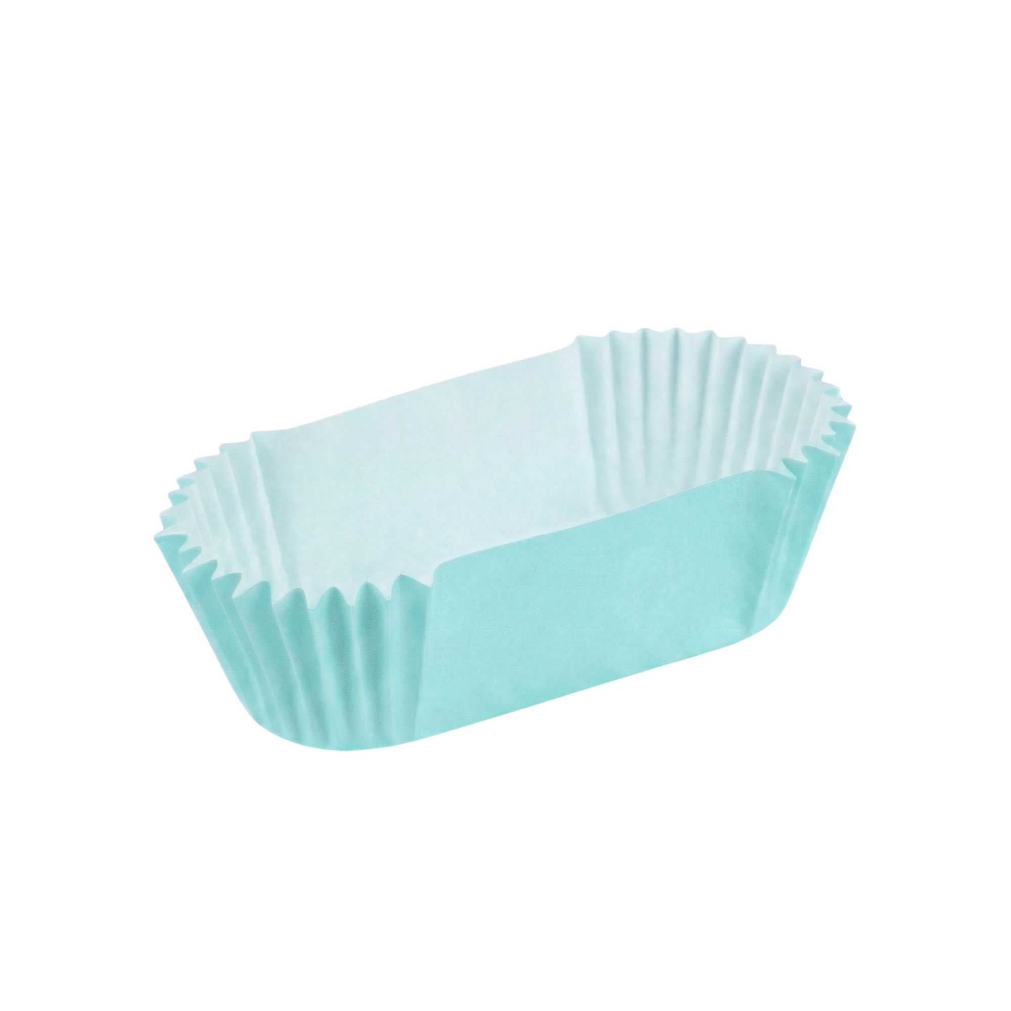 Panificio 1 oz Elliptical Turquoise Paper Regular Baking Cup - Ridged - 3 1/2" x 1 1/2" x 3/4" - 200 count box