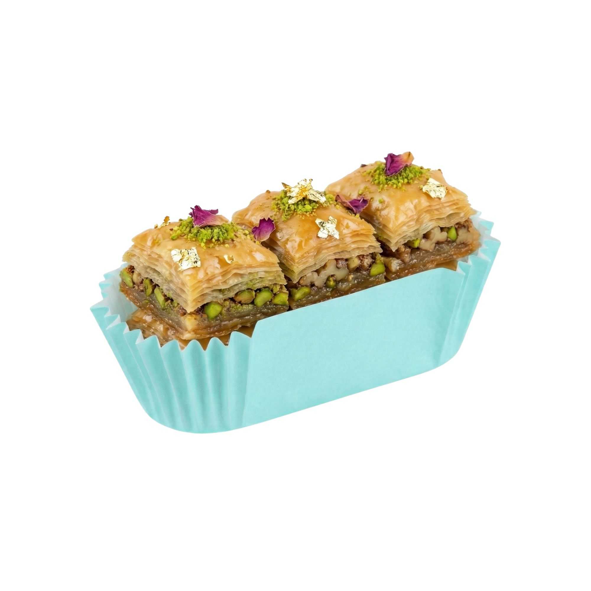 Panificio 1 oz Elliptical Turquoise Paper Regular Baking Cup - Ridged - 3 1/2" x 1 1/2" x 3/4" - 200 count box