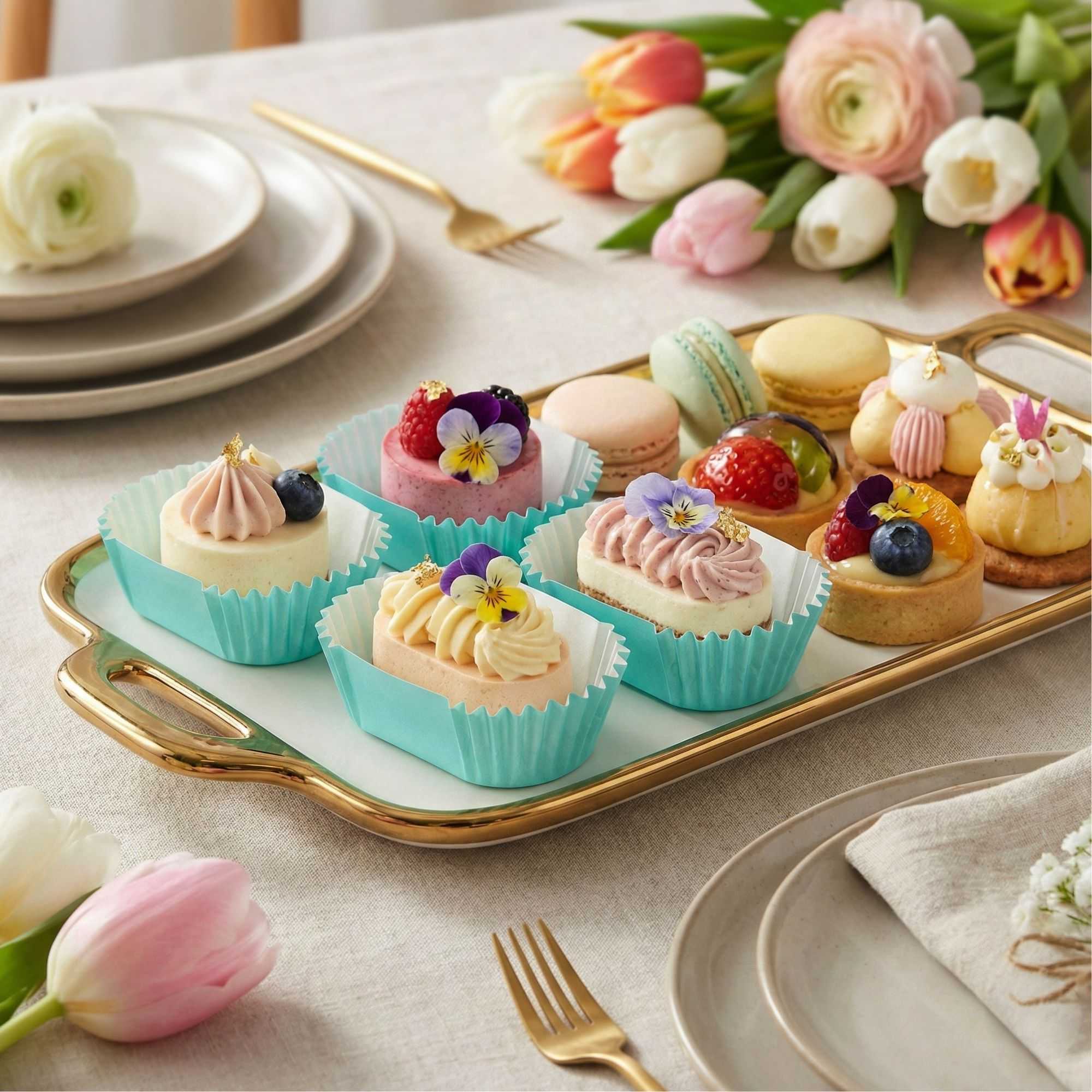 Panificio 1 oz Elliptical Turquoise Paper Regular Baking Cup - Ridged - 3 1/2" x 1 1/2" x 3/4" - 200 count box