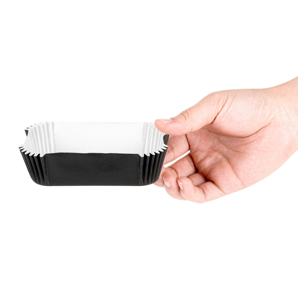 Panificio 5 oz Elliptical Black Paper Large Baking Cup - Ridged - 4 1/2" x 2 1/2" x 1 1/4" - 200 count box