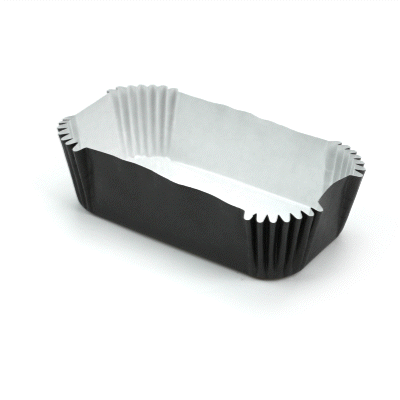 Panificio 5 oz Elliptical Black Paper Large Baking Cup - Ridged - 4 1/2" x 2 1/2" x 1 1/4" - 200 count box