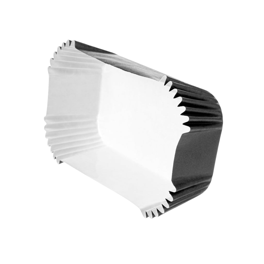 Panificio 5 oz Elliptical Black Paper Large Baking Cup - Ridged - 4 1/2" x 2 1/2" x 1 1/4" - 200 count box