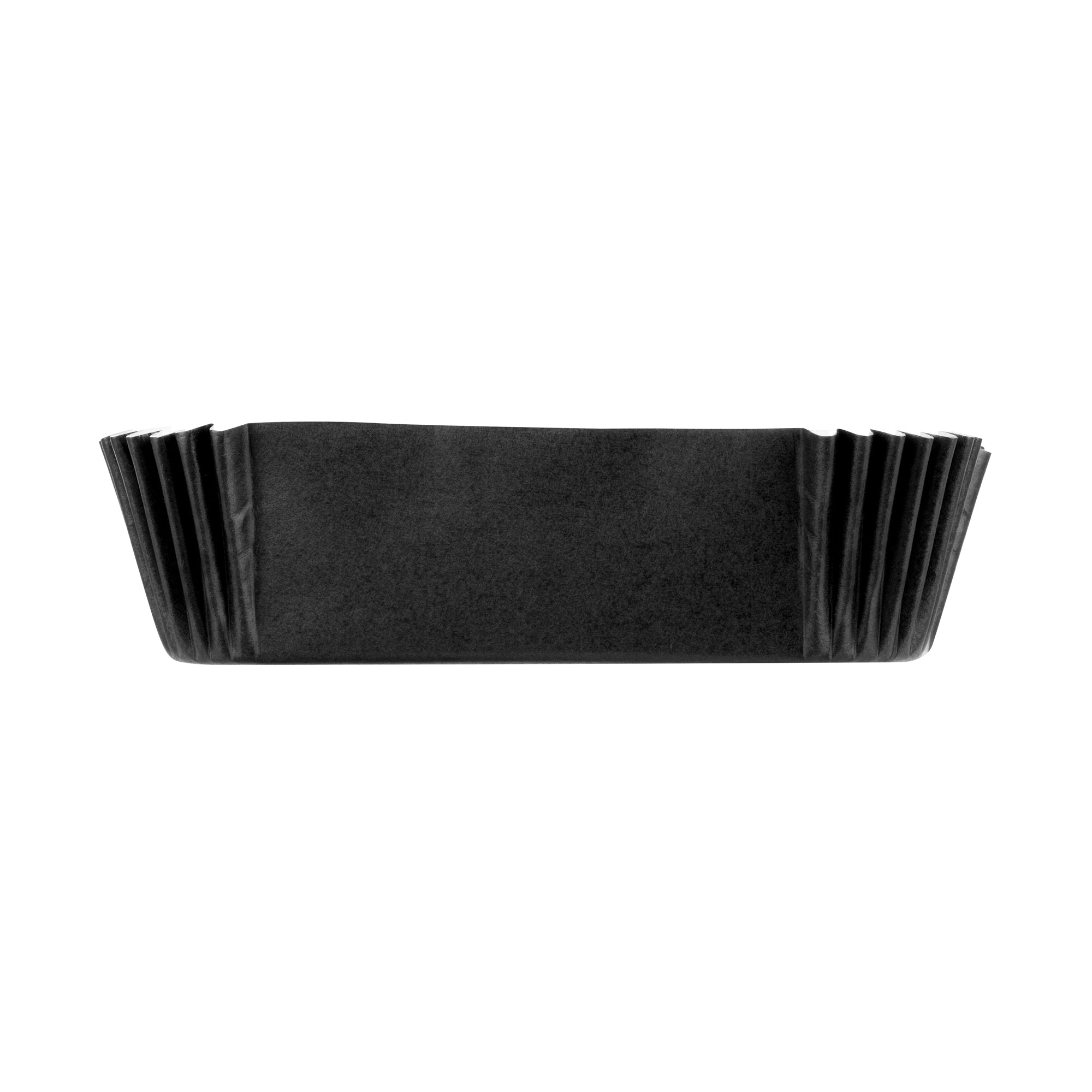 Panificio 5 oz Elliptical Black Paper Large Baking Cup - Ridged - 4 1/2" x 2 1/2" x 1 1/4" - 200 count box
