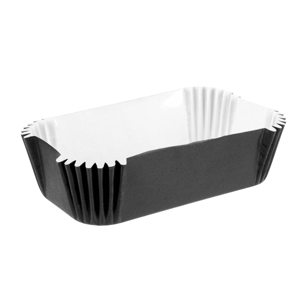 Panificio 5 oz Elliptical Black Paper Large Baking Cup - Ridged - 4 1/2" x 2 1/2" x 1 1/4" - 200 count box