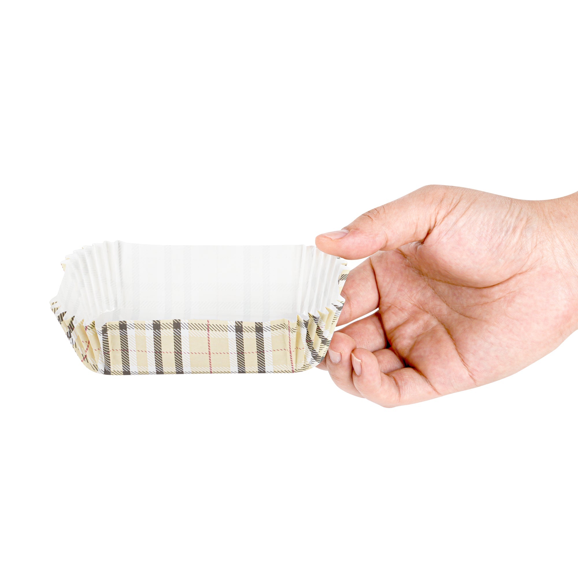 Panificio 5 oz Elliptical Plaid Paper Large Baking Cup - Ridged - 4 1/2" x 2 1/2" x 1 1/4" - 200 count box