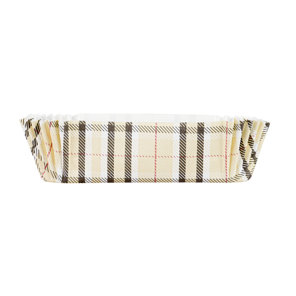 Panificio 5 oz Elliptical Plaid Paper Large Baking Cup - Ridged - 4 1/2" x 2 1/2" x 1 1/4" - 200 count box