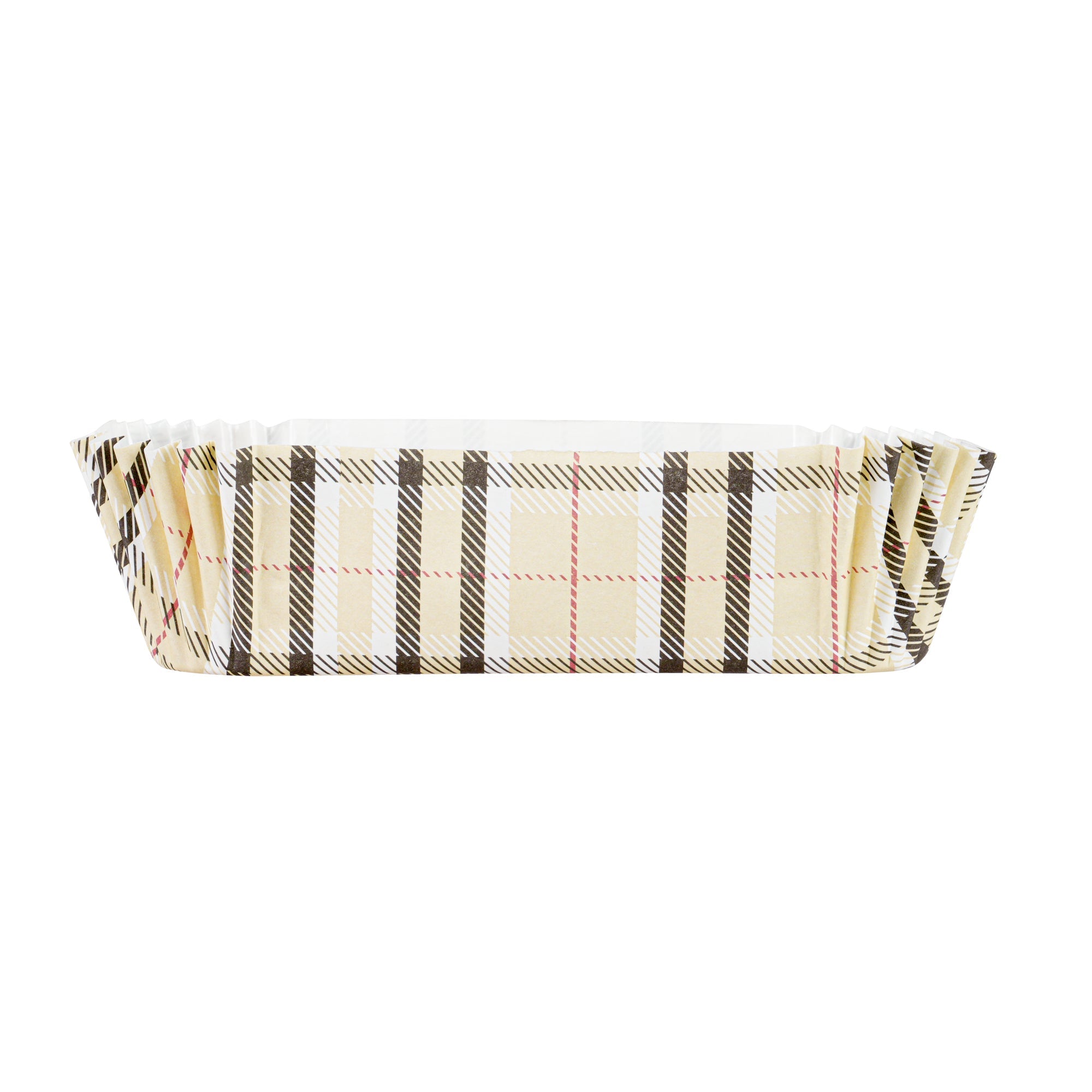 Panificio 5 oz Elliptical Plaid Paper Large Baking Cup - Ridged - 4 1/2" x 2 1/2" x 1 1/4" - 200 count box