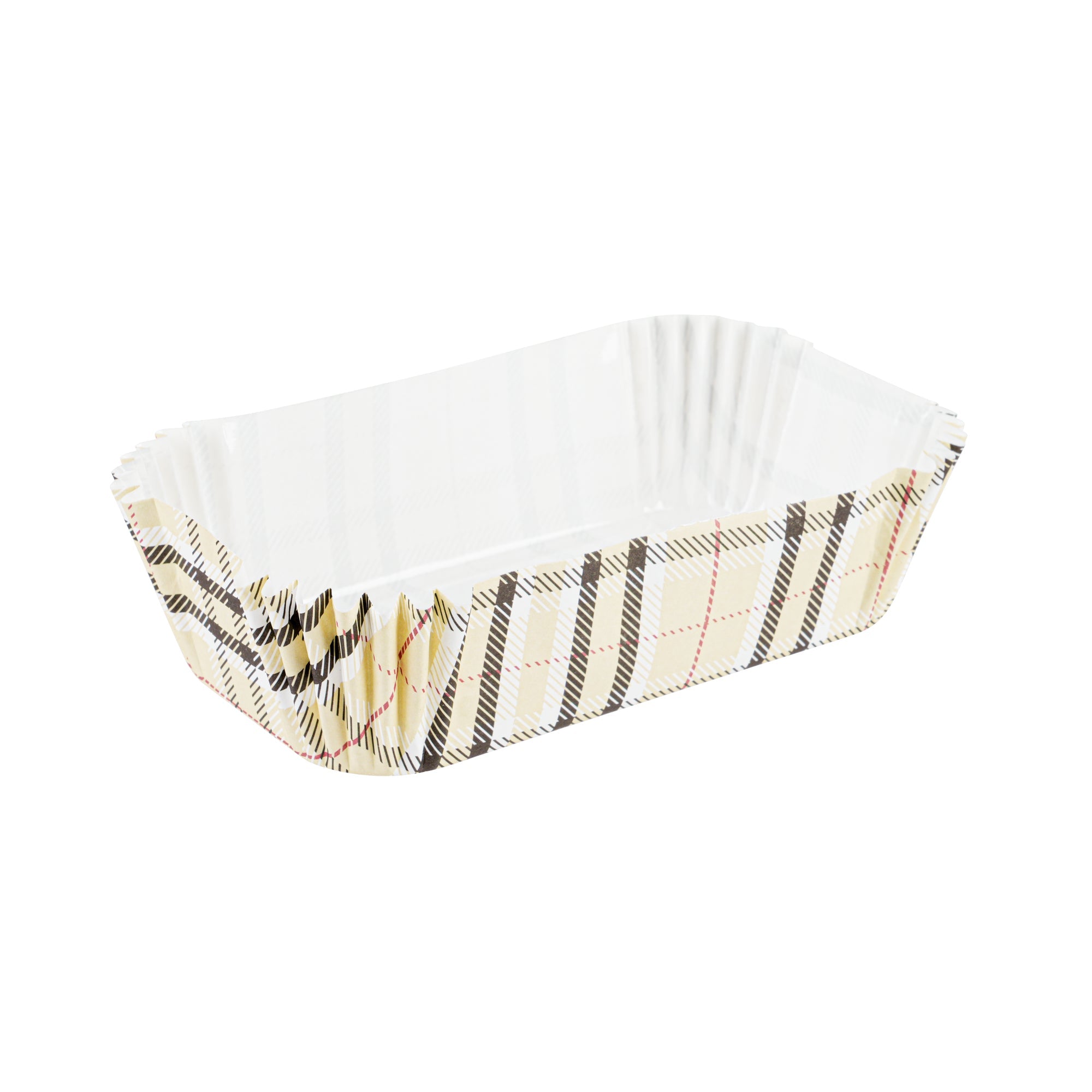 Panificio 5 oz Elliptical Plaid Paper Large Baking Cup - Ridged - 4 1/2" x 2 1/2" x 1 1/4" - 200 count box