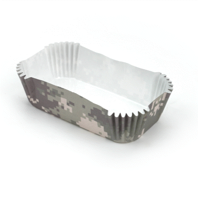 Panificio 5 oz Elliptical Camouflage Paper Large Baking Cup - Ridged - 4 1/2" x 2 1/2" x 1 1/4" - 200 count box
