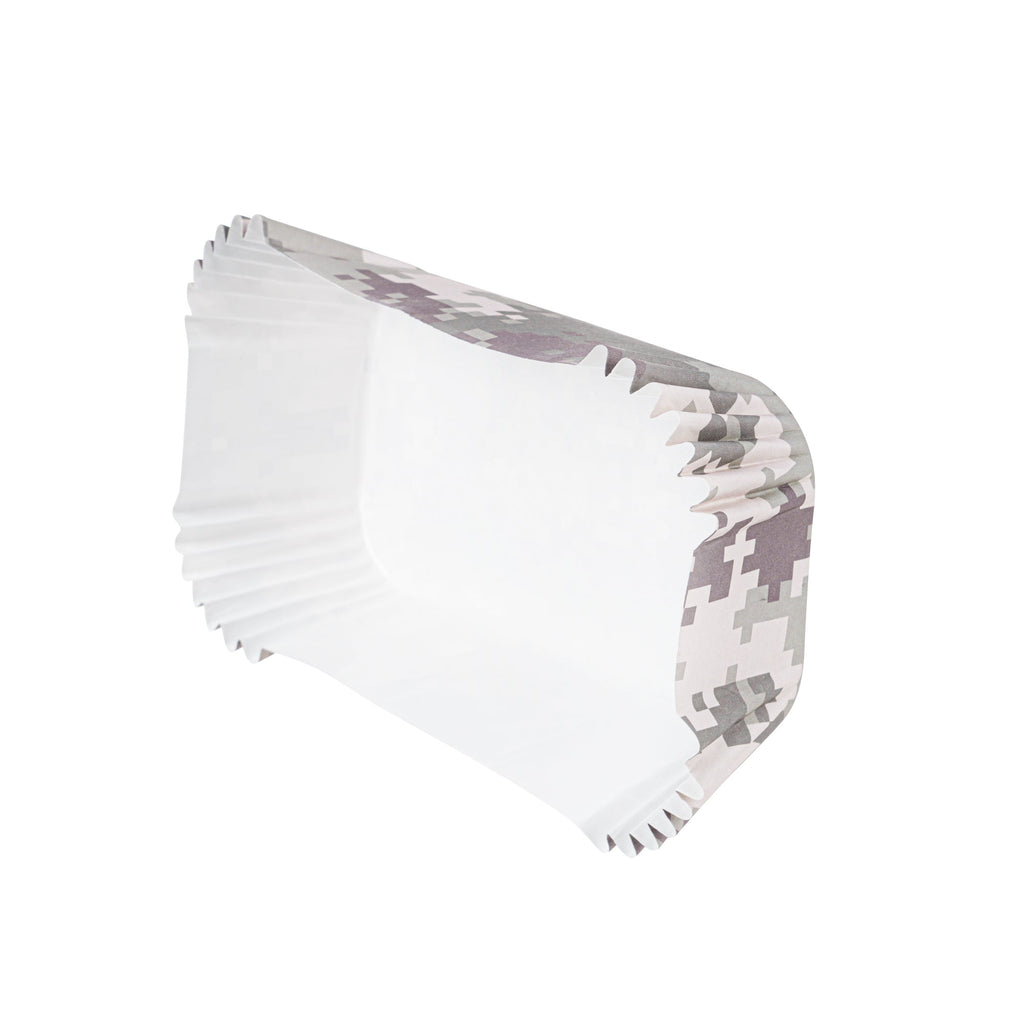 Panificio 5 oz Elliptical Camouflage Paper Large Baking Cup - Ridged - 4 1/2" x 2 1/2" x 1 1/4" - 200 count box