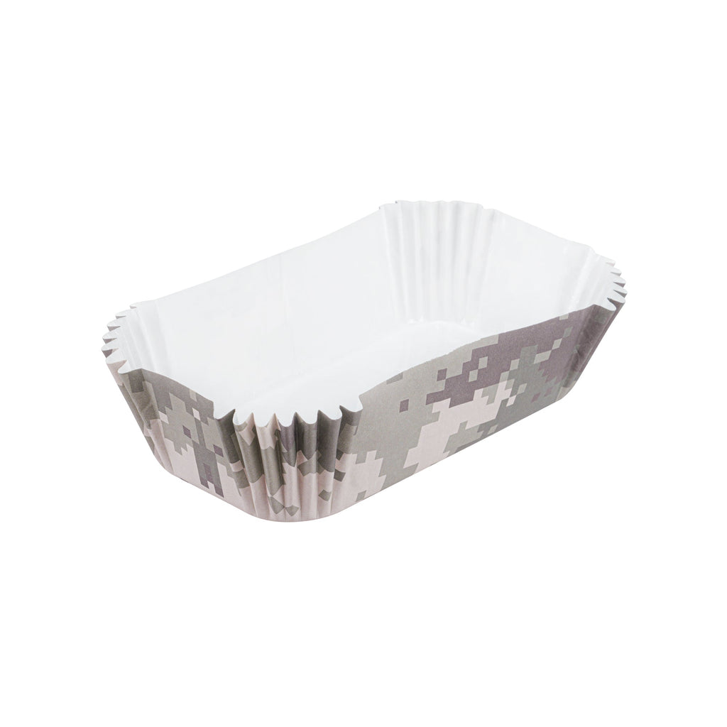 Panificio 5 oz Elliptical Camouflage Paper Large Baking Cup - Ridged - 4 1/2" x 2 1/2" x 1 1/4" - 200 count box