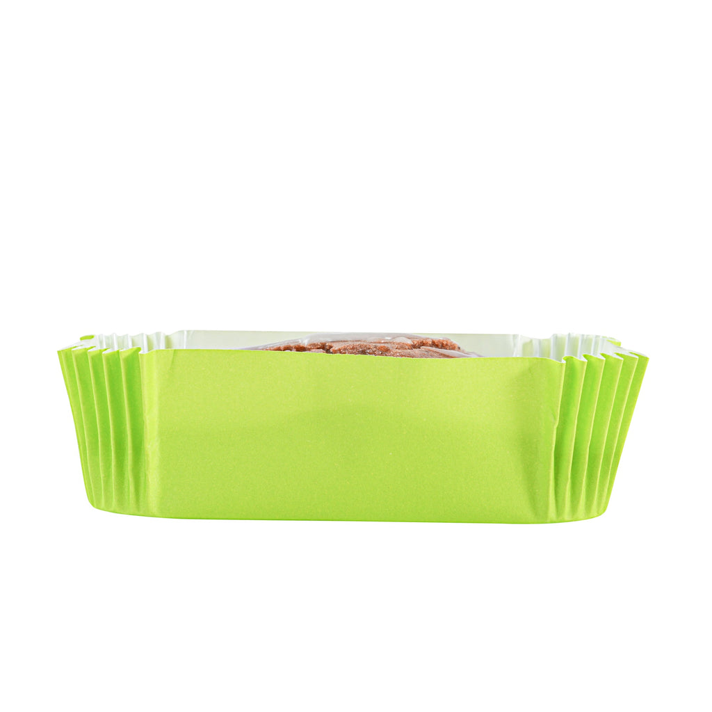 Panificio 5 oz Elliptical Eco Green Paper Large Baking Cup - Ridged - 4 1/2" x 2 1/2" x 1 1/4" - 200 count box