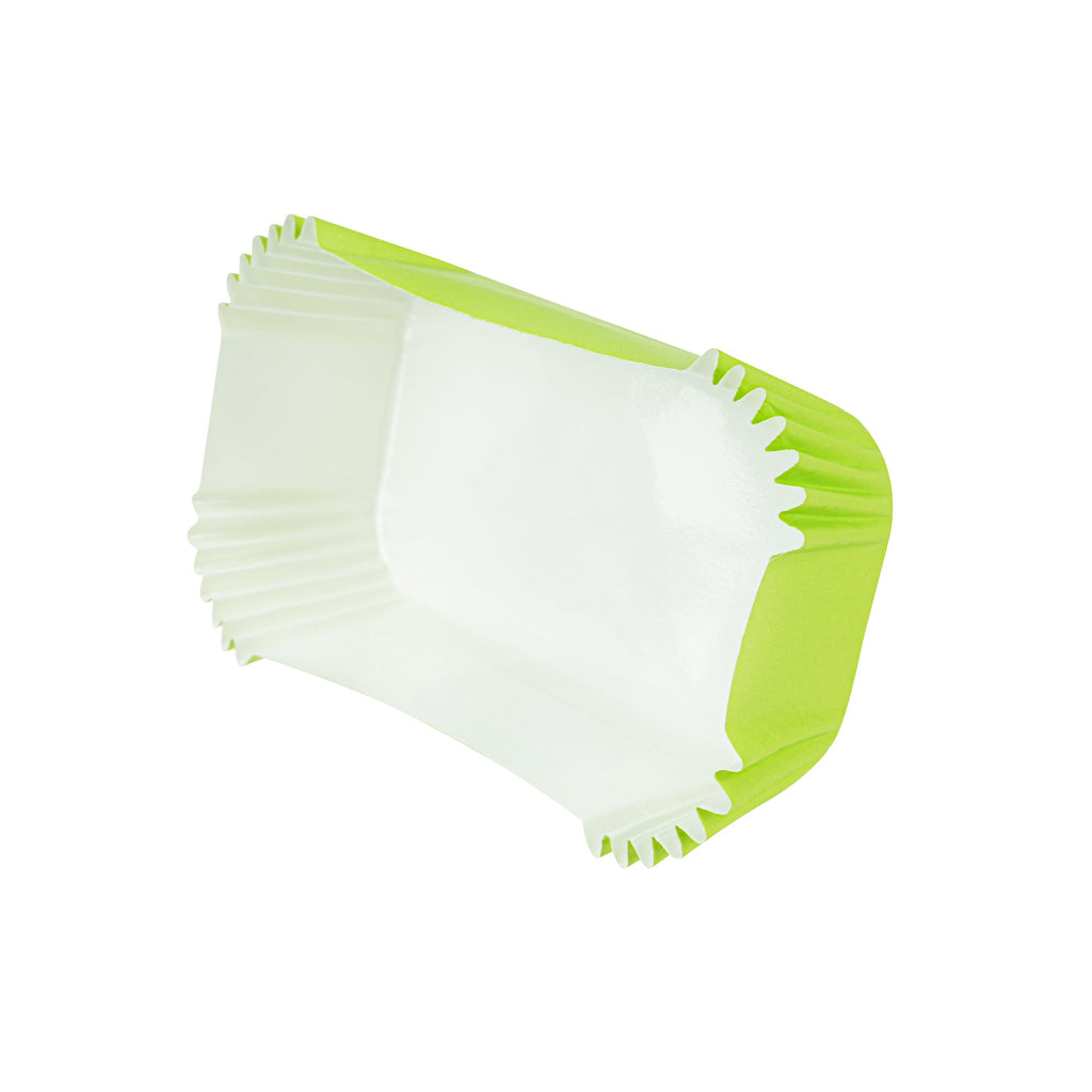 Panificio 5 oz Elliptical Eco Green Paper Large Baking Cup - Ridged - 4 1/2" x 2 1/2" x 1 1/4" - 200 count box