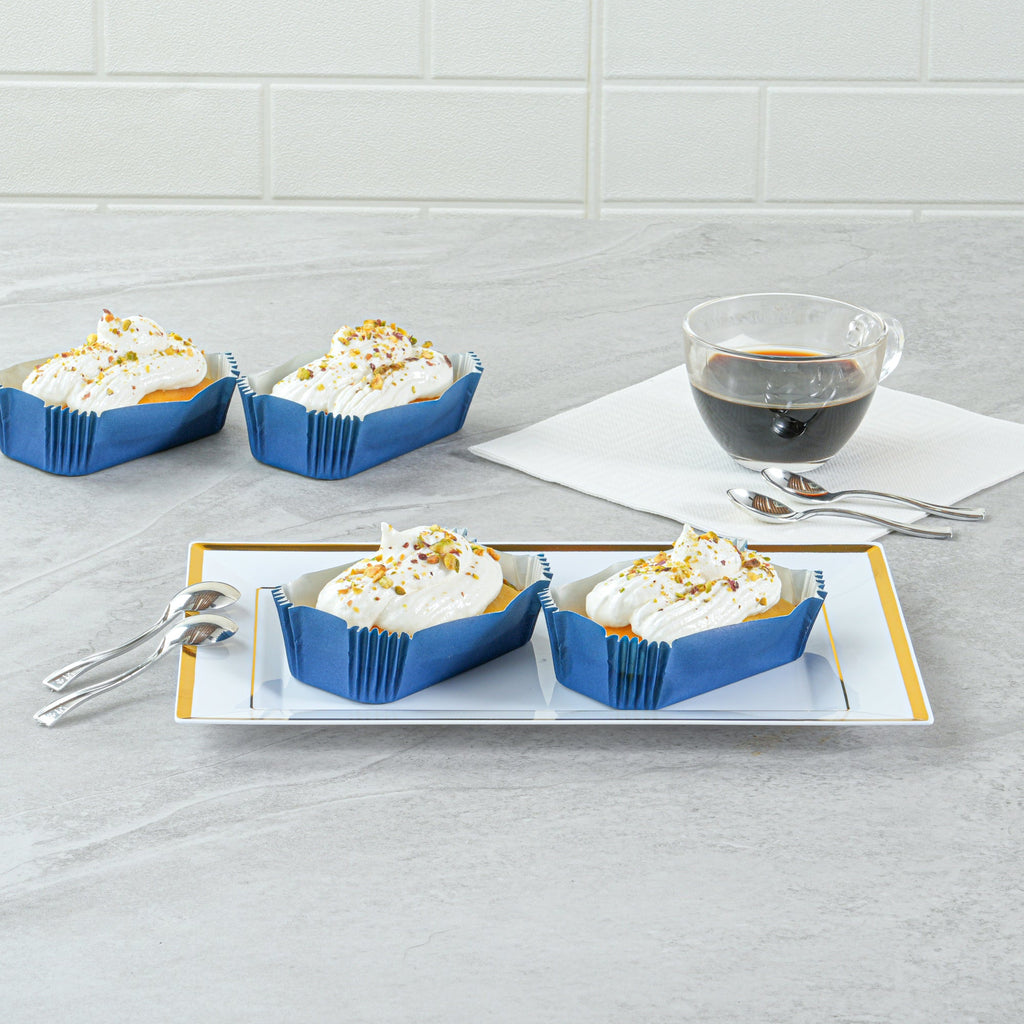 Panificio 5 oz Elliptical Midnight Blue Paper Large Baking Cup - Ridged - 4 1/2" x 2 1/2" x 1 1/4" - 200 count box