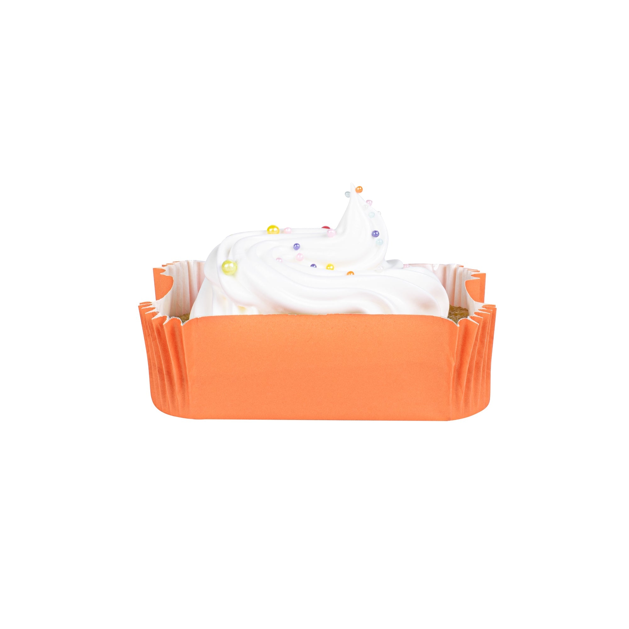Panificio 5 oz Elliptical Tangerine Orange Paper Large Baking Cup - Ridged - 4 1/2" x 2 1/2" x 1 1/4" - 200 count box