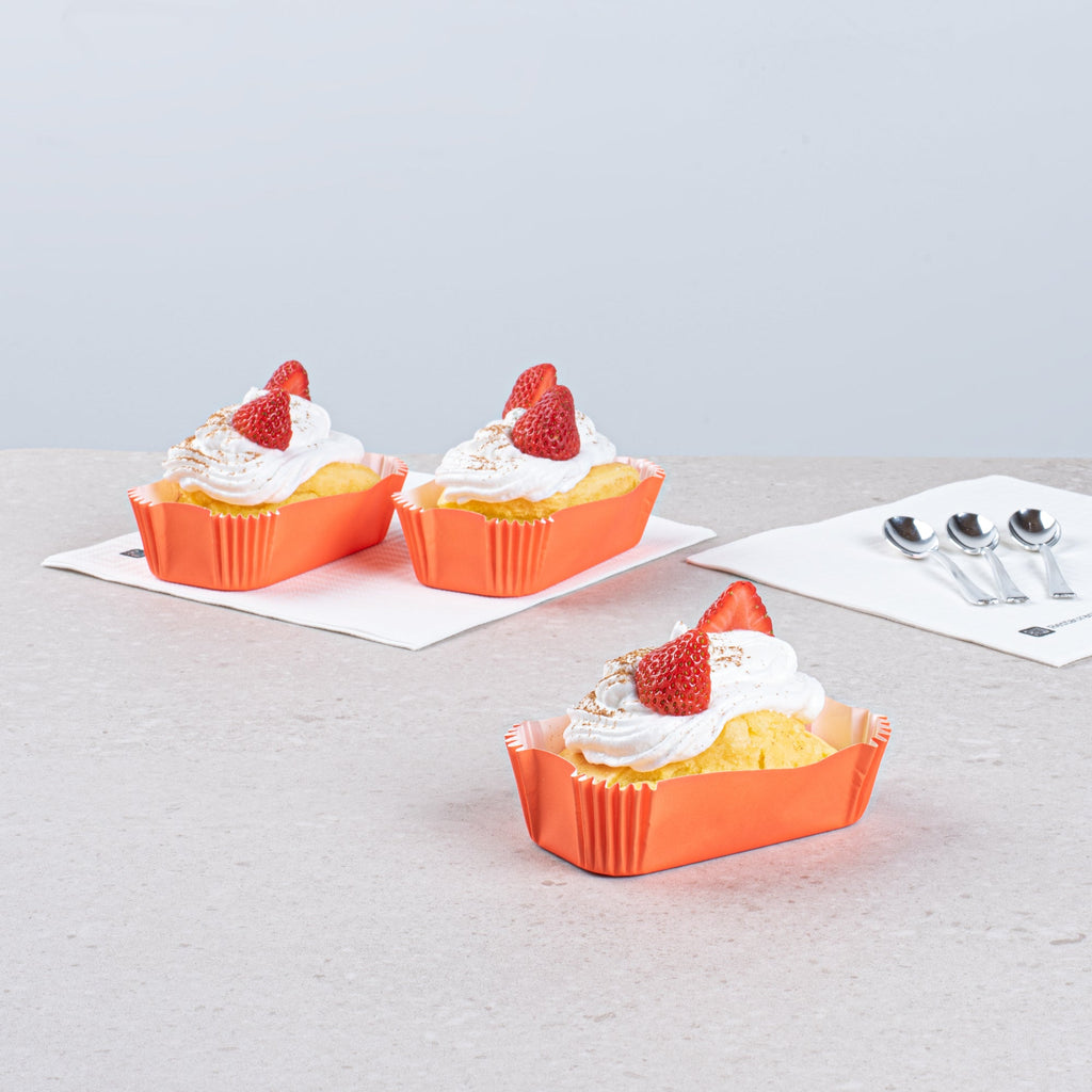 Panificio 5 oz Elliptical Tangerine Orange Paper Large Baking Cup - Ridged - 4 1/2" x 2 1/2" x 1 1/4" - 200 count box