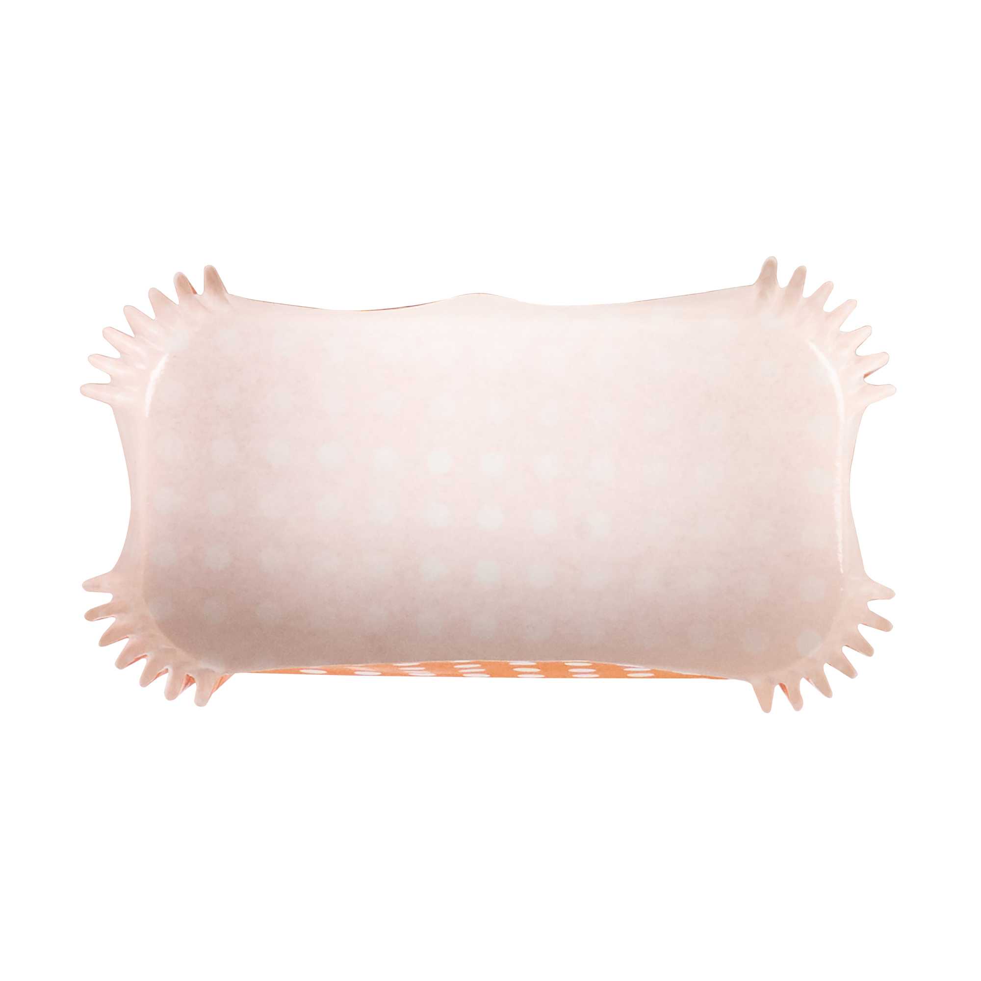 Panificio 5 oz Elliptical Polka-Dotted Hot Orange Paper Large Baking Cup - Ridged - 4 1/2" x 2 1/2" x 1 1/4" - 200 count box