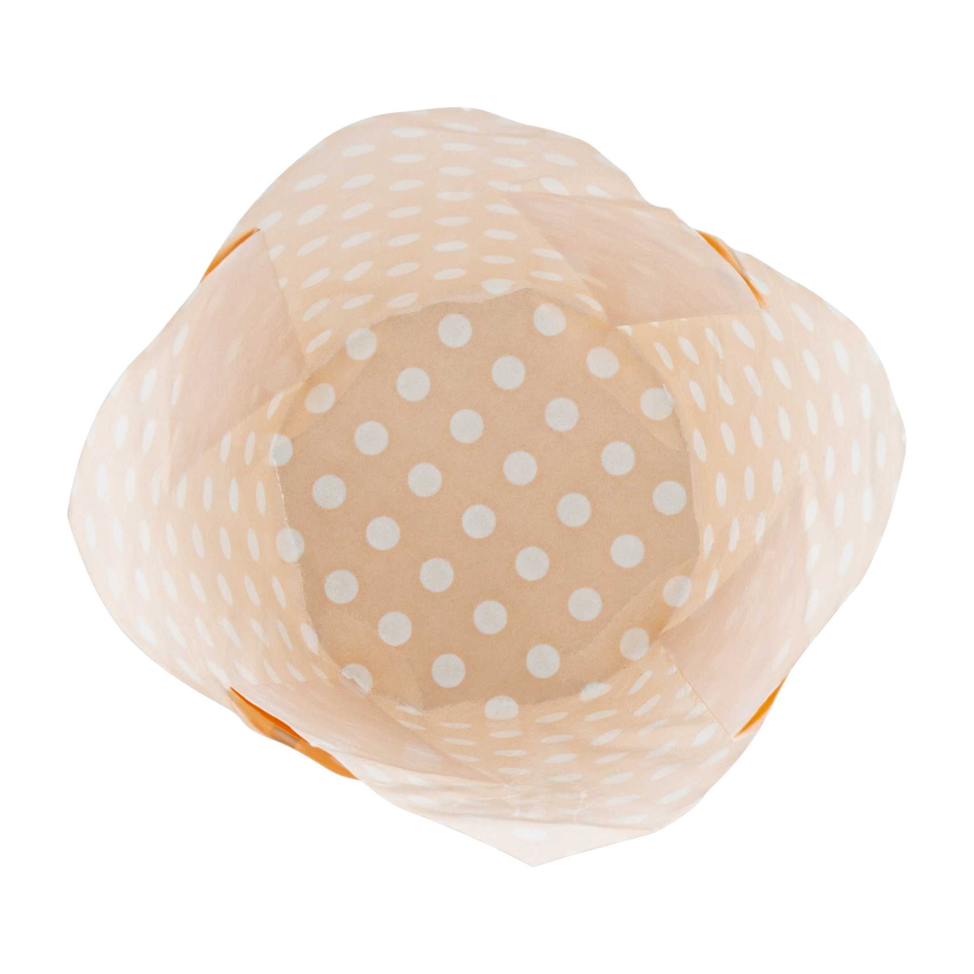 Panificio 2 oz Tulip Polka-Dotted Hot Orange Paper Tall Baking Cup - 3 1/4" x 3 1/4" x 3 1/2" - 200 count box