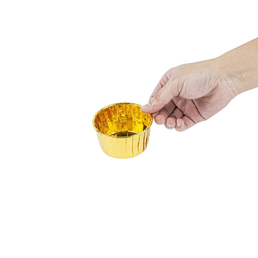 Panificio 5.5 oz Round Rose Gold Paper Large Baking Cup - Pleated - 3" x 3" x 1 1/2" - 200 count box