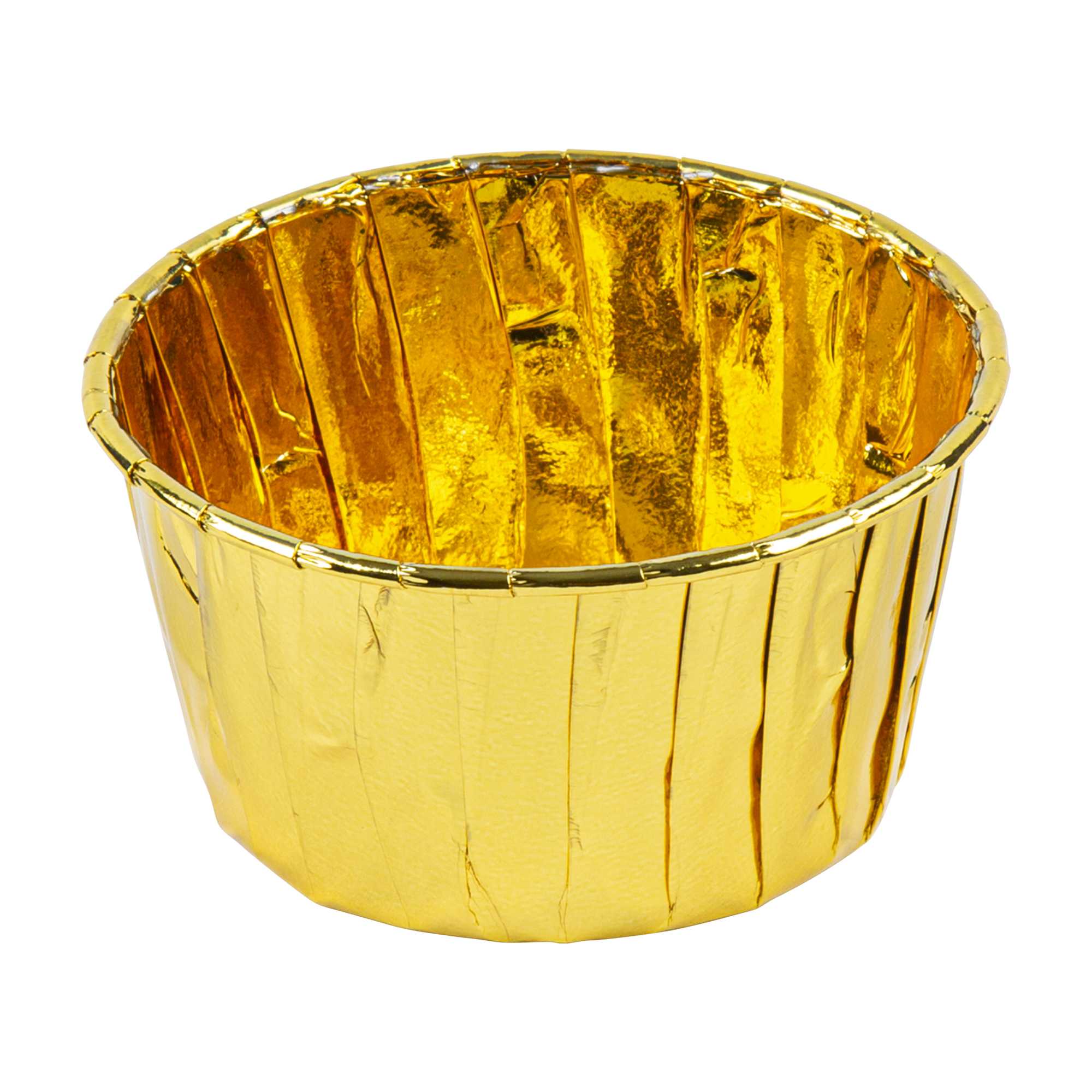 Panificio 5.5 oz Round Rose Gold Paper Large Baking Cup - Pleated - 3" x 3" x 1 1/2" - 200 count box