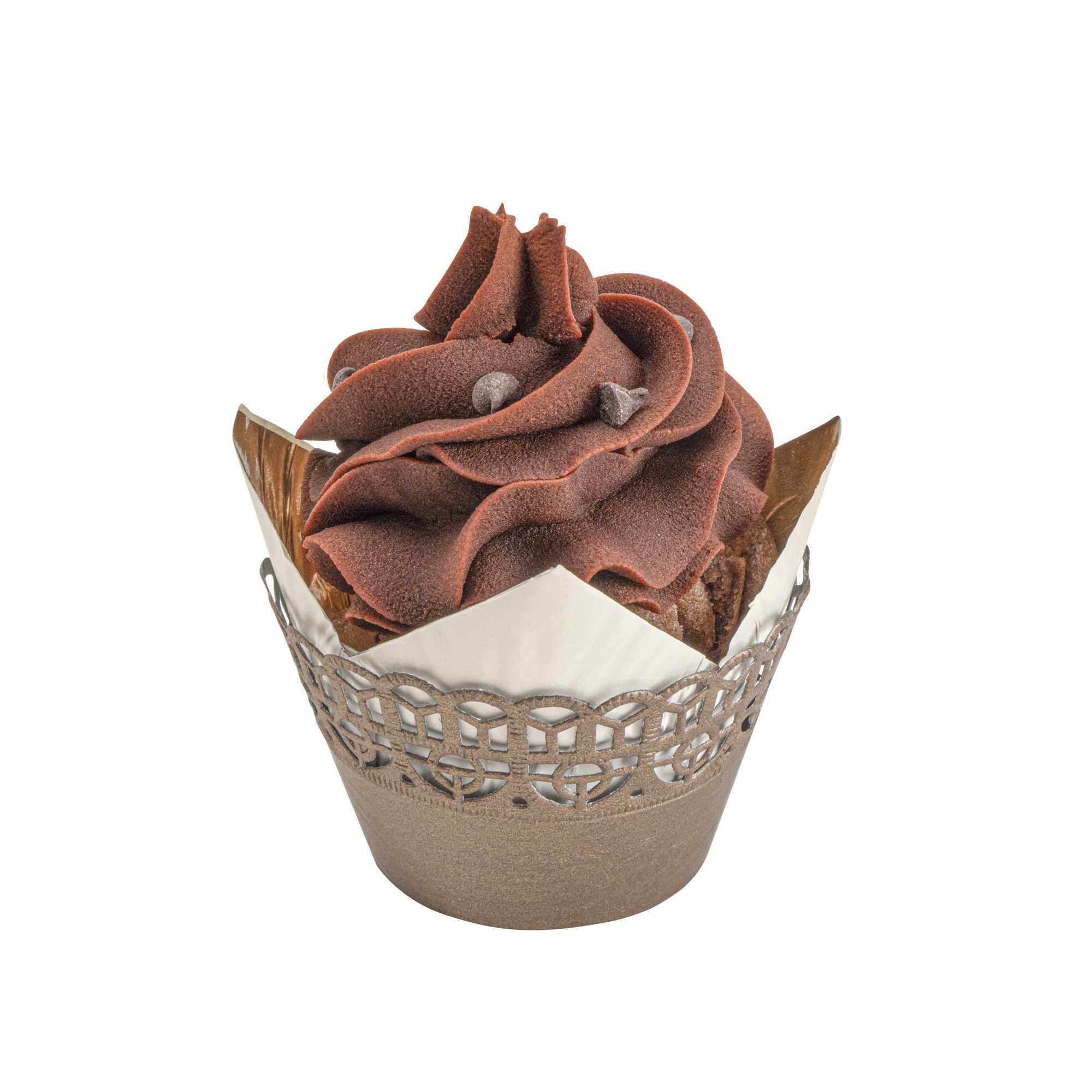Bellissimo Round Cocoa Brown Paper Cupcake Wrap - 2 1/4" x 2 1/4" x 2" - 200 count box