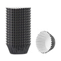 Panificio 0.4 oz Round Metallic Black Paper Baking Cup - Foil-Coated - 1 1/4" x 1 1/4" x 3/4" - 200 count box