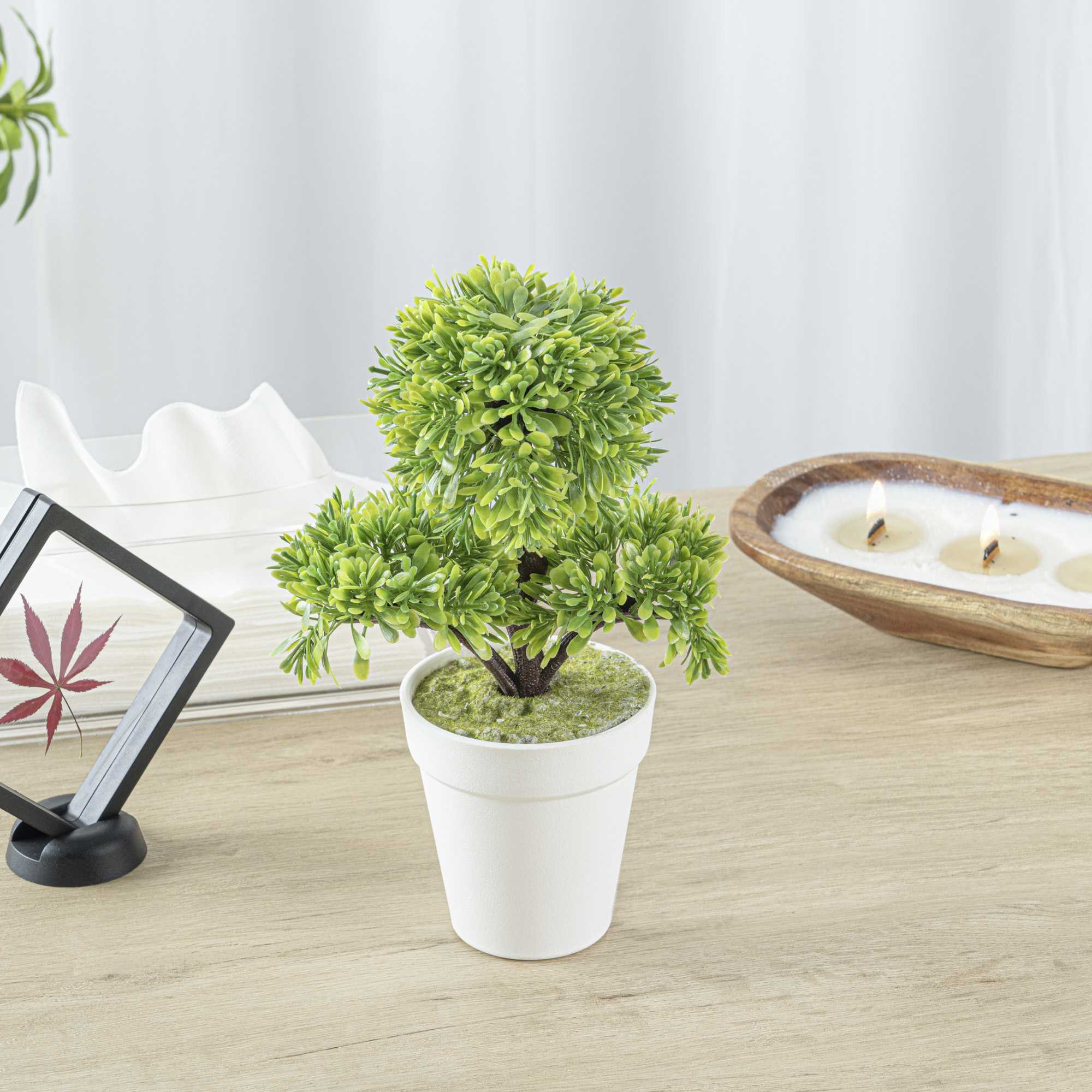 Fiore Green Plastic Petite Green Tree in Plastic Pot - 7" x 4" x 11" - 1 count box