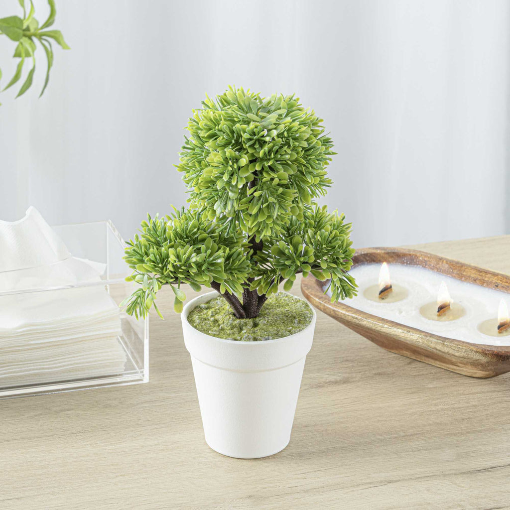 Fiore Green Plastic Petite Green Tree in Plastic Pot - 7" x 4" x 11" - 1 count box