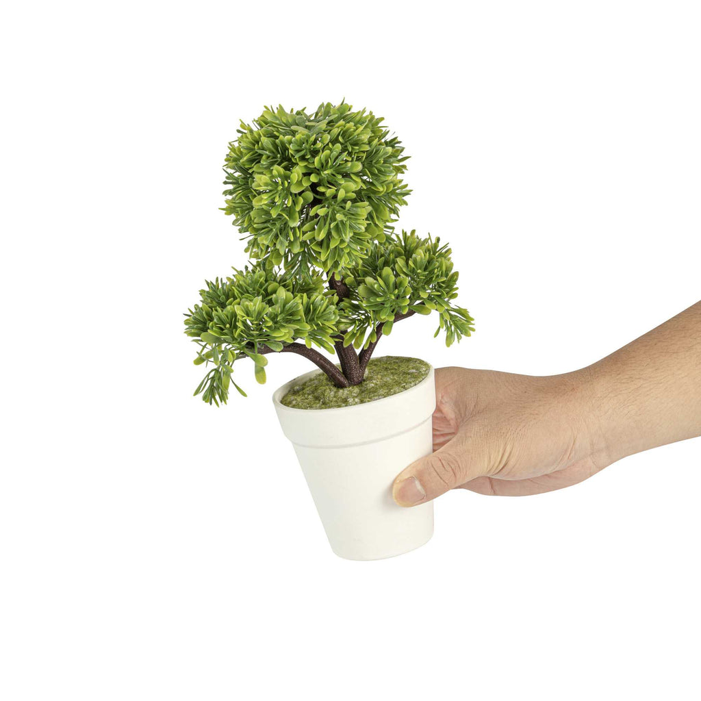 Fiore Round Green Plastic Petite Green Tree in Plastic Pot - 7" x 4" x 11" - 12 count box