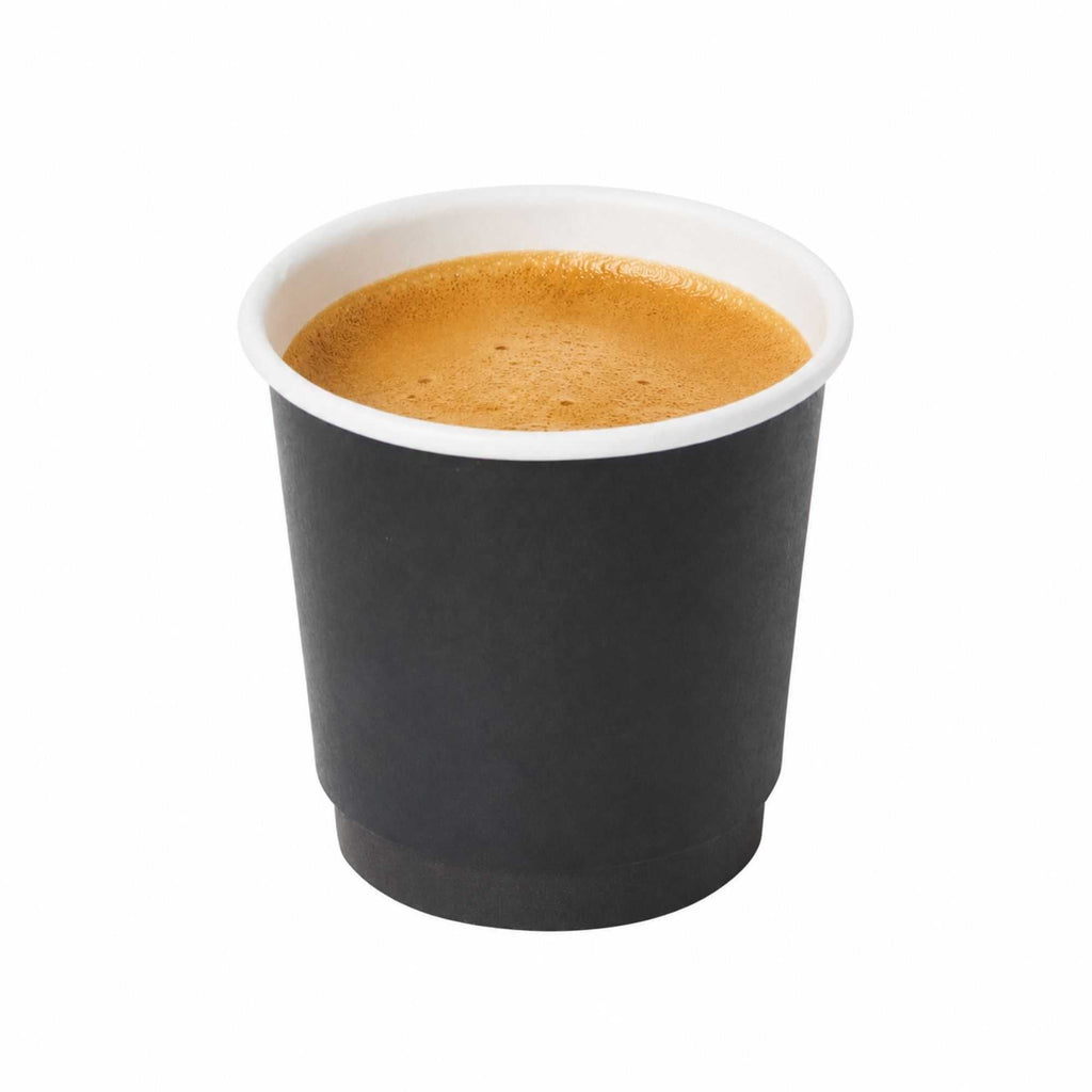 Restpresso 4 oz Black Paper Coffee Cup - Double Wall - 2 1/2" x 2 1/2" x 2 1/4" - 500 count box