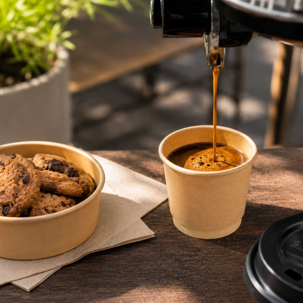 Restpresso 4 oz Kraft Paper Coffee Cup - Double Wall - 2 1/2" x 2 1/2" x 2 1/4" - 25 count box