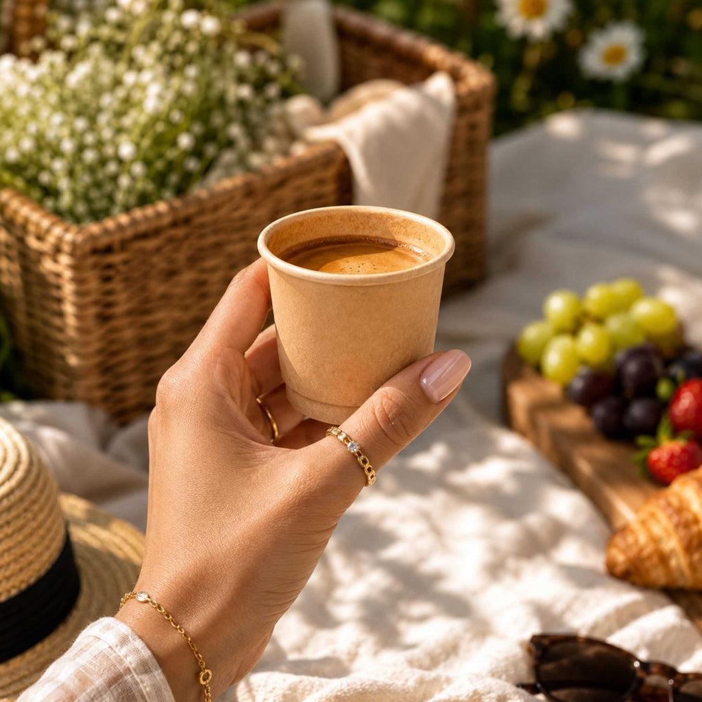 Restpresso 4 oz Kraft Paper Coffee Cup - Double Wall - 2 1/2" x 2 1/2" x 2 1/4" - 25 count box