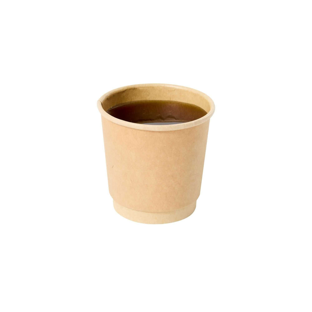 Restpresso 4 oz Kraft Paper Coffee Cup - Double Wall - 2 1/2" x 2 1/2" x 2 1/4" - 500 count box