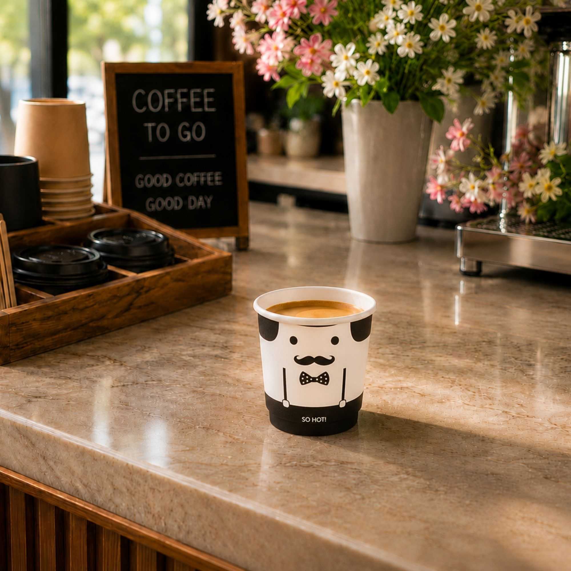 Restpresso 4 oz Monsieur Paper Coffee Cup - Double Wall - 2 1/2" x 2 1/2" x 2 1/4" - 25 count box