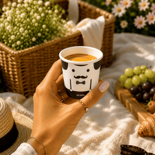 Restpresso 4 oz Monsieur Paper Coffee Cup - Double Wall - 2 1/2" x 2 1/2" x 2 1/4" - 500 count box